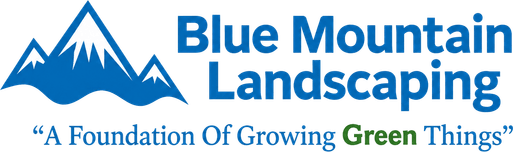 Blue Mountain Landscaping logo with mountain peaks
